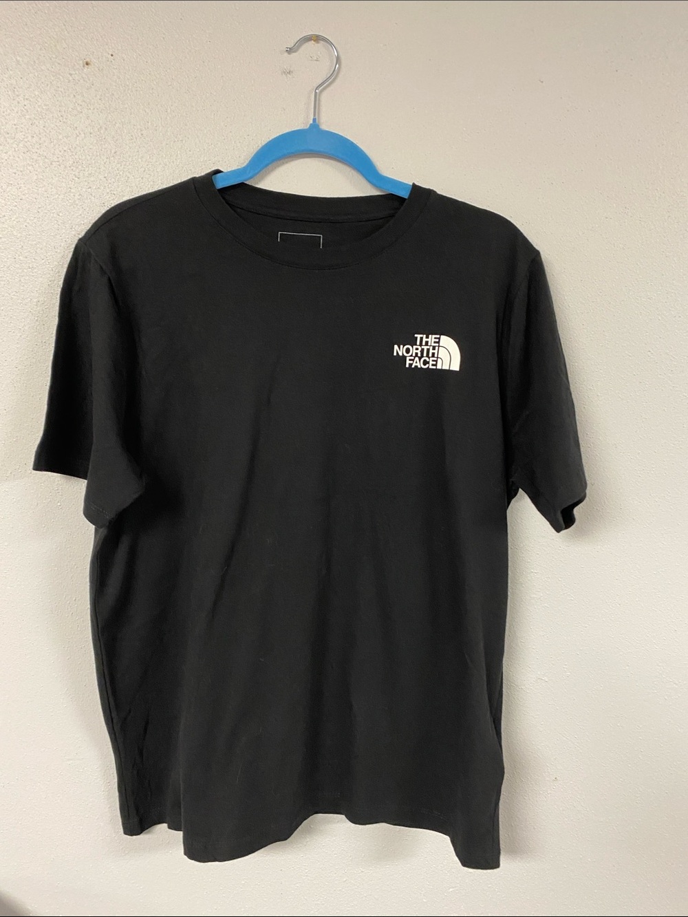 The North Face Men's Black Tee with White Chest Logo. Size L